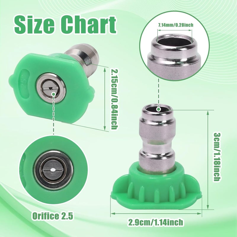 VIPRUSH Pressure Washer Tips, 7 Pack Power Washer Nozzle Tips, 25 Degree Green, 1/4 Inch Quick Connect, 4000 PSI - Image 2